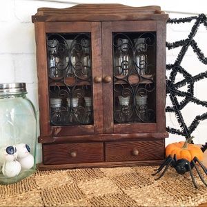 Vintage Wood Spice Herb Essential Oil Cabinet